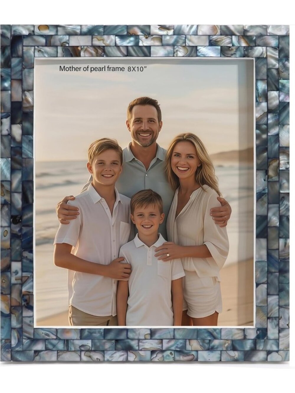 Handmade 8x10 Blue Mother of Pearl Picture Frame | Elegant Photo Display, 1pc
